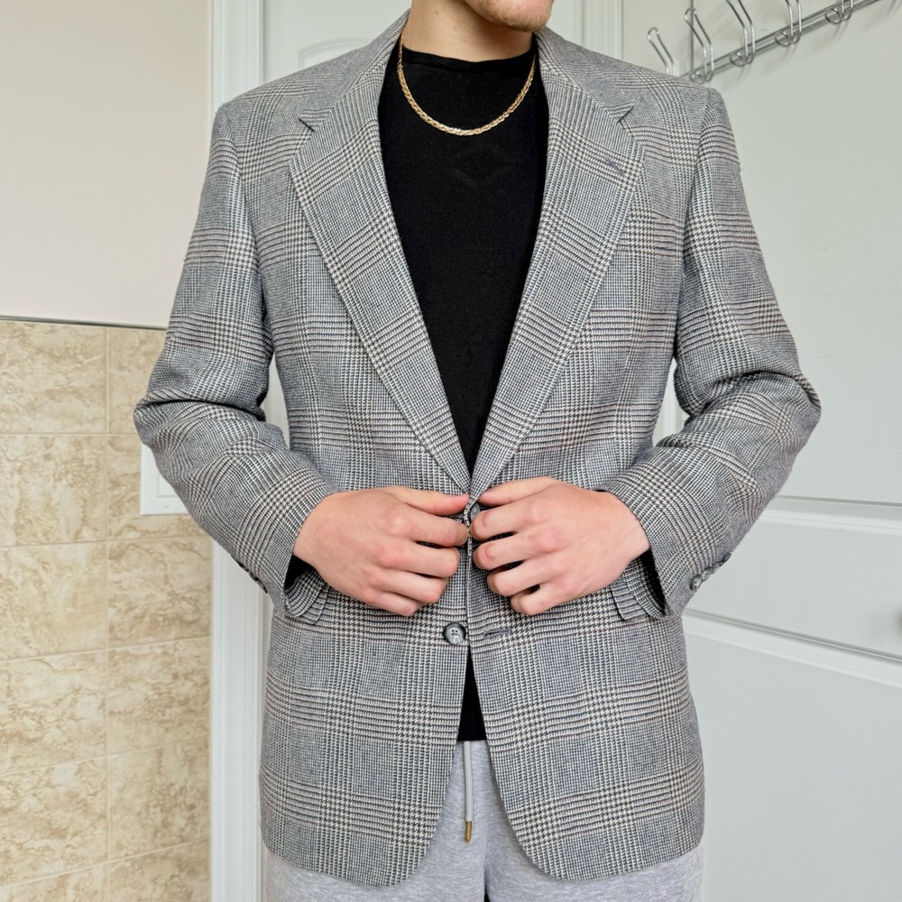 Vintage Hart Schaffner Marx Men’s Plaid Wool Blazer